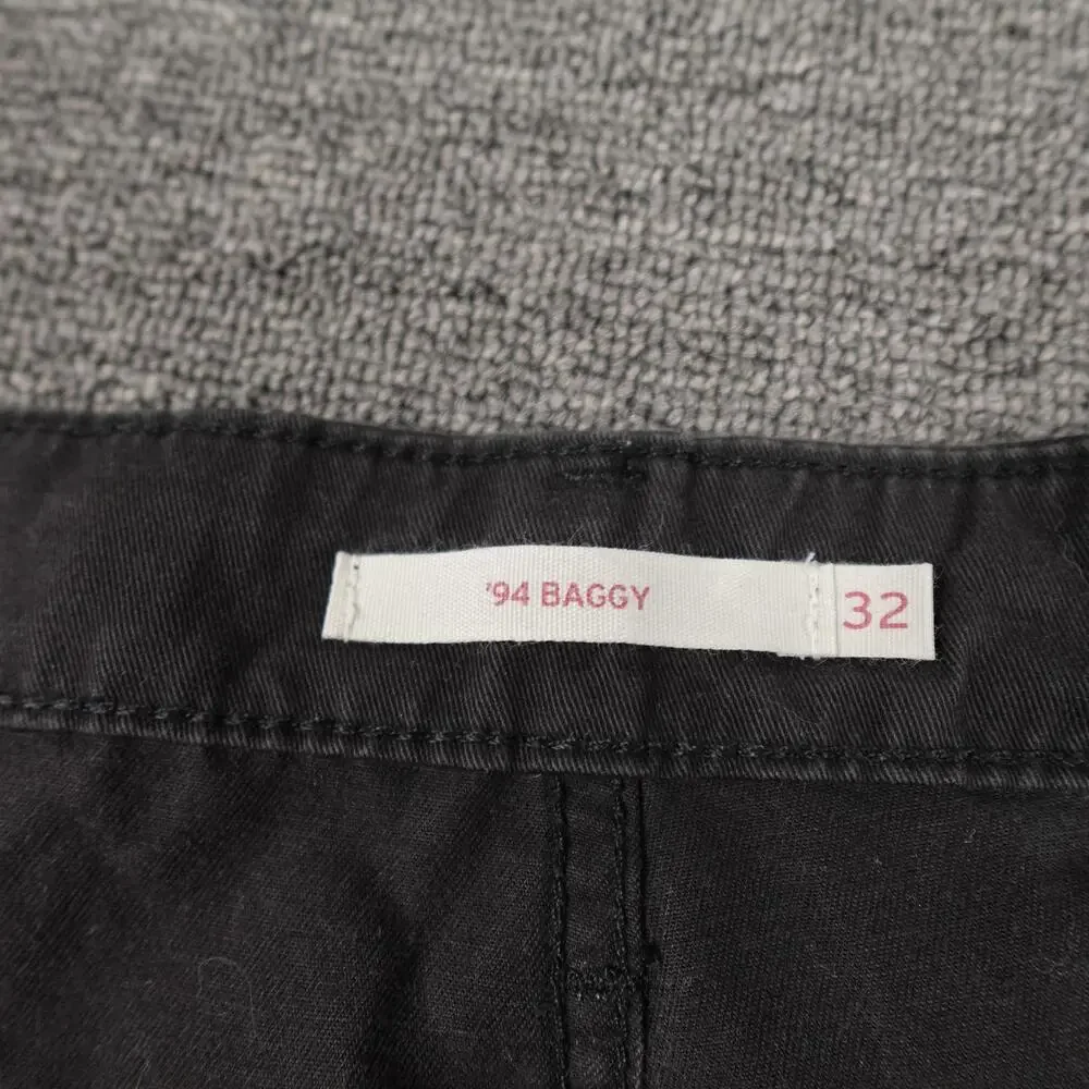 Levi's Cargo Pants Mens 32x30 Black 94 Baggy Wide Leg Cuffed Canvas Casual